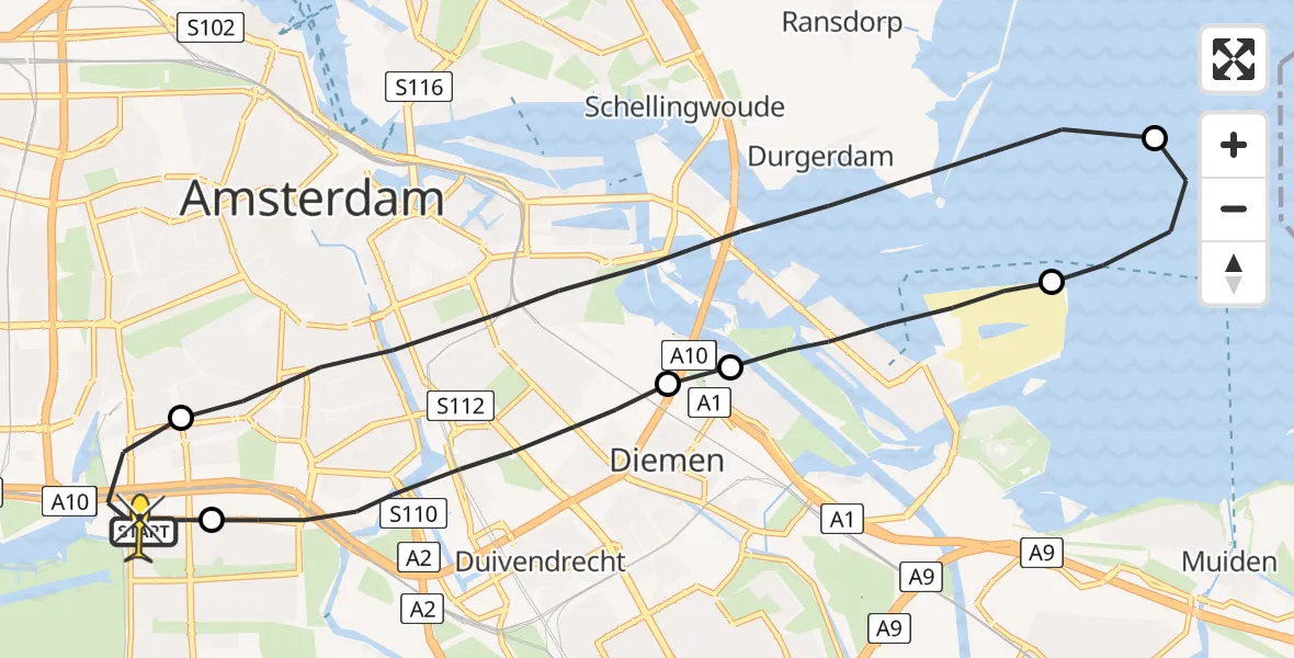 Routekaart van de vlucht: Lifeliner 1 naar VU Medisch Centrum Amsterdam