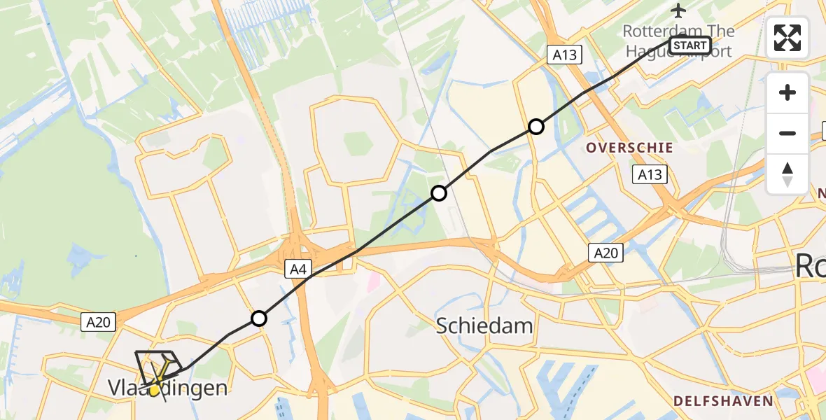 Routekaart van de vlucht: Lifeliner 2 naar Vlaardingen