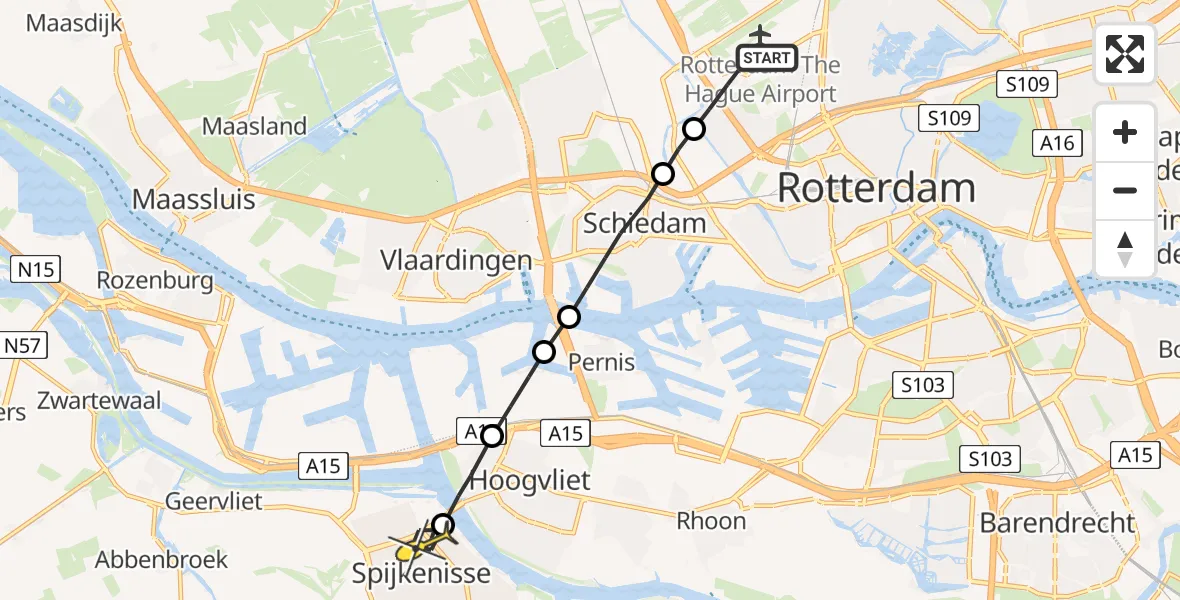 Routekaart van de vlucht: Lifeliner 2 naar Spijkenisse