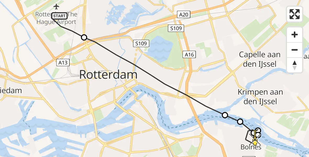 Routekaart van de vlucht: Lifeliner 2 naar Ridderkerk