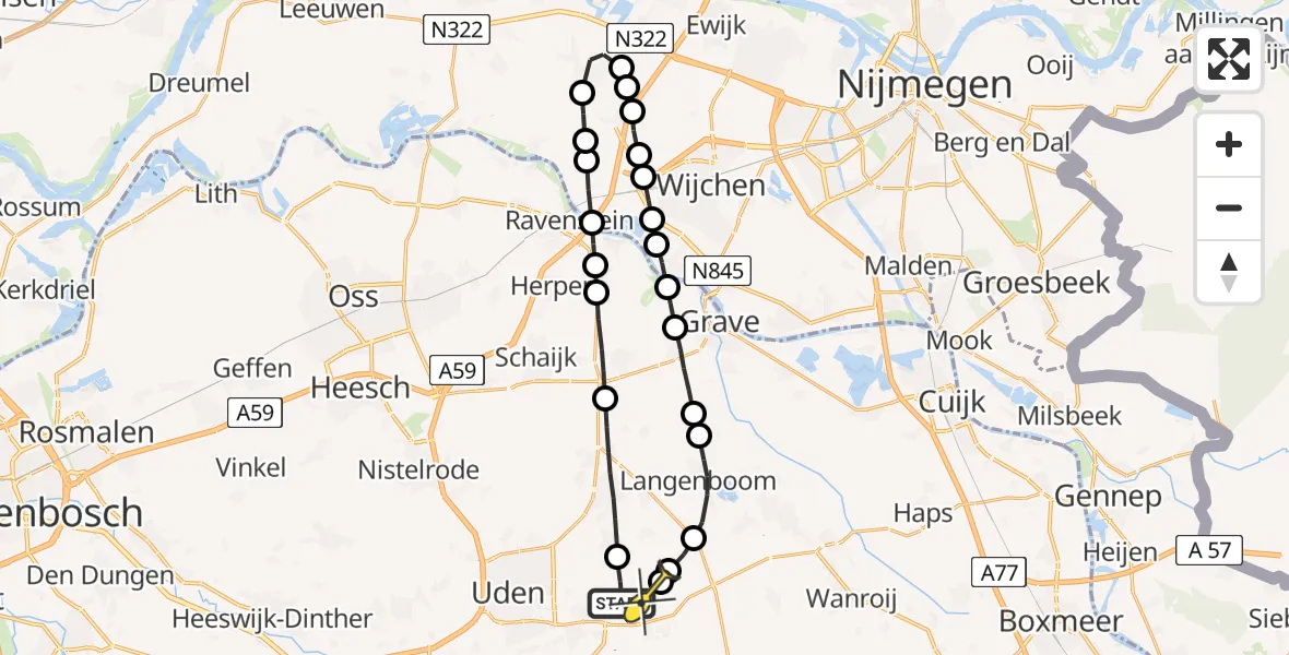 Routekaart van de vlucht: Lifeliner 3 naar Vliegbasis Volkel