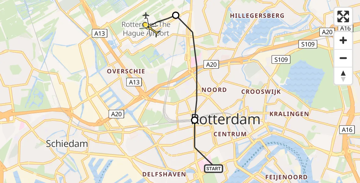 Routekaart van de vlucht: Lifeliner 2 naar Rotterdam The Hague Airport