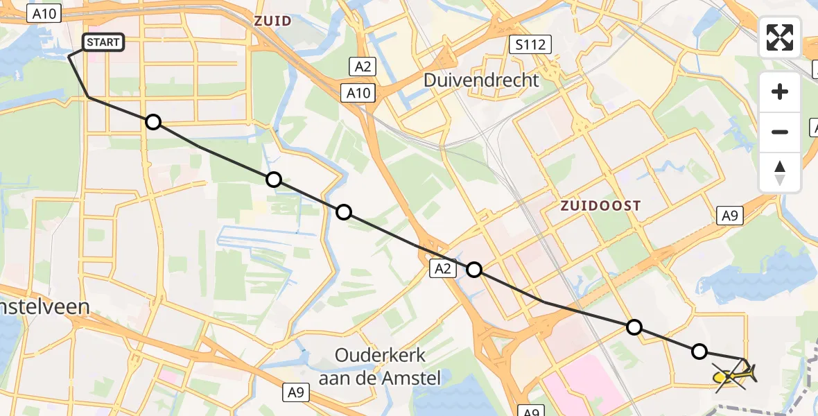 Routekaart van de vlucht: Lifeliner 1 naar Amsterdam