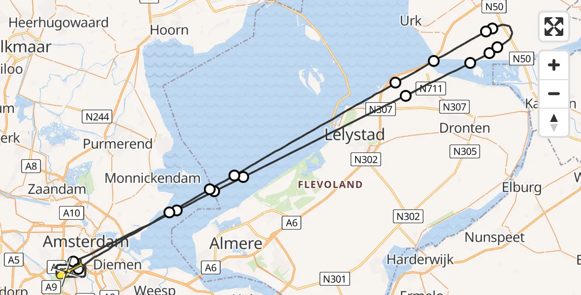 Routekaart van de vlucht: Lifeliner 1 naar VU Medisch Centrum Amsterdam