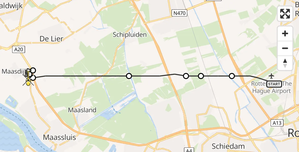 Routekaart van de vlucht: Lifeliner 2 naar Maasdijk