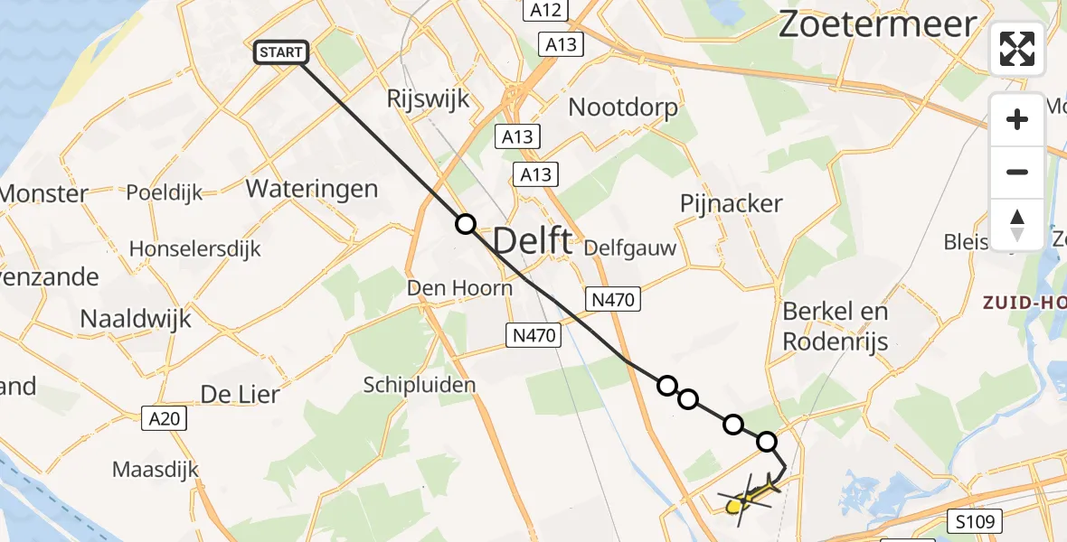 Routekaart van de vlucht: Lifeliner 2 naar Rotterdam The Hague Airport