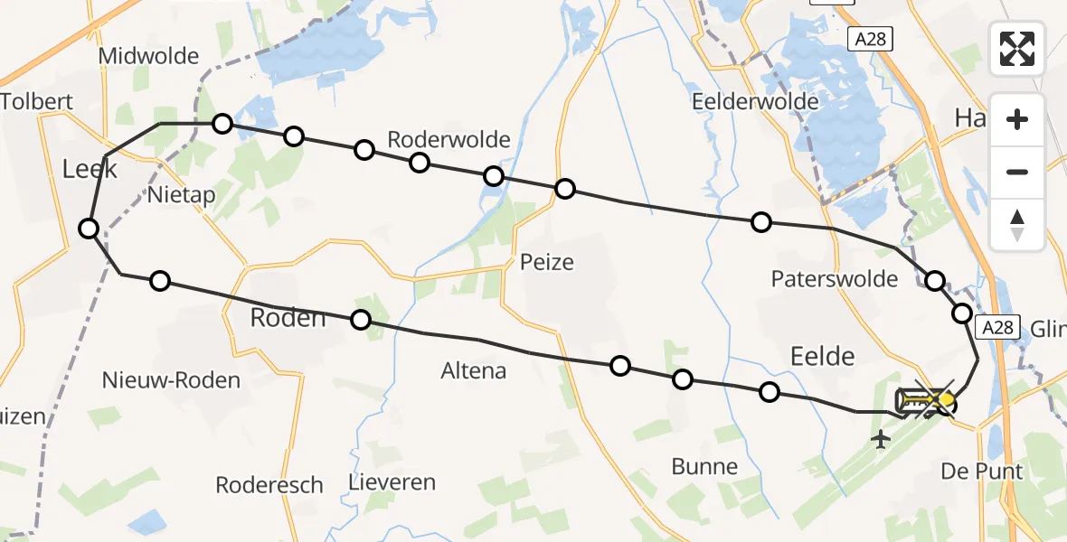 Routekaart van de vlucht: Lifeliner 4 naar Groningen Airport Eelde