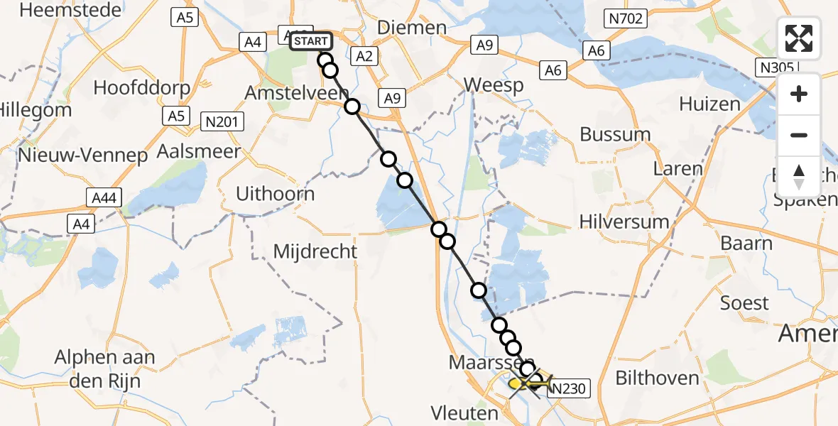 Routekaart van de vlucht: Lifeliner 1 naar Utrecht