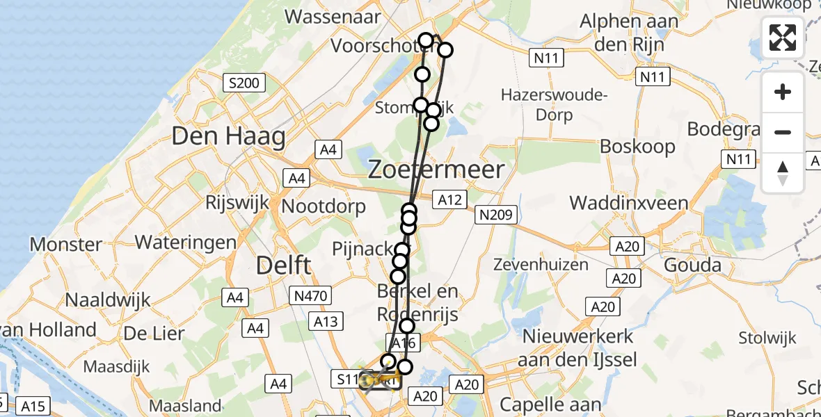 Vluchtroute Traumahelikopter Rotterdam The Hague Airport - Rotterdam The Hague Airport, 17 juli 2023, 11:02