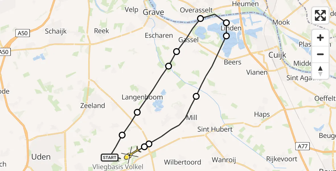 Routekaart van de vlucht: Lifeliner 3 naar Volkel