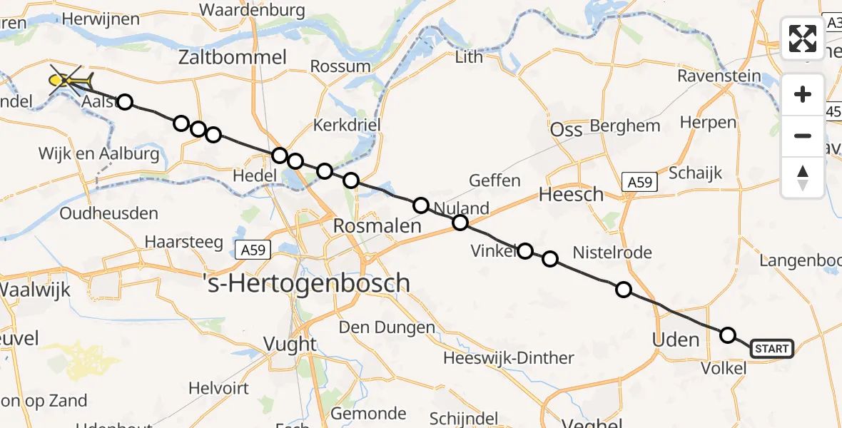 Routekaart van de vlucht: Lifeliner 3 naar Aalst