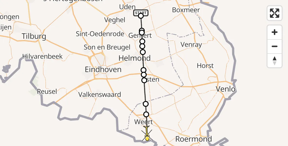 Routekaart van de vlucht: Lifeliner 3 naar Weert