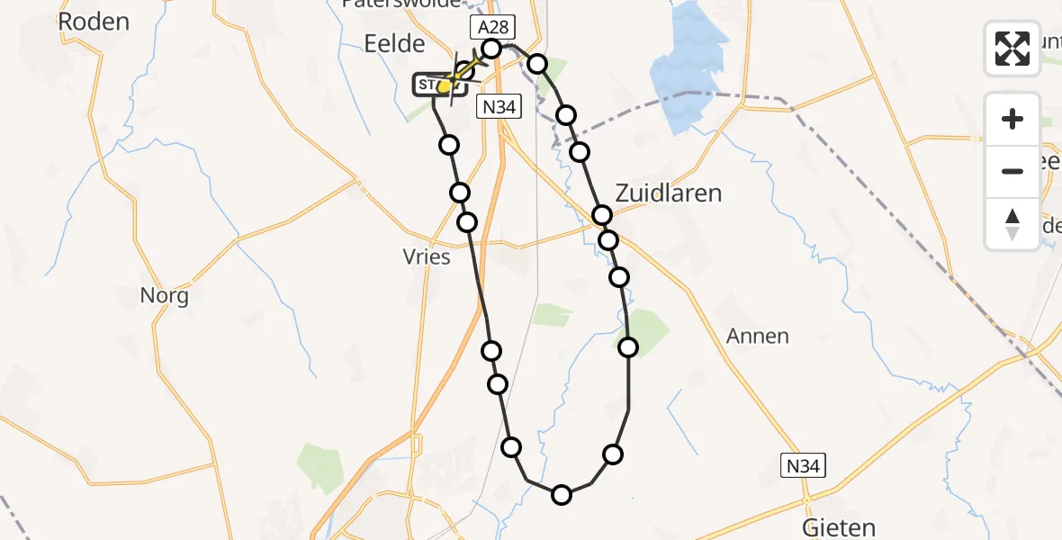 Routekaart van de vlucht: Lifeliner 4 naar Groningen Airport Eelde