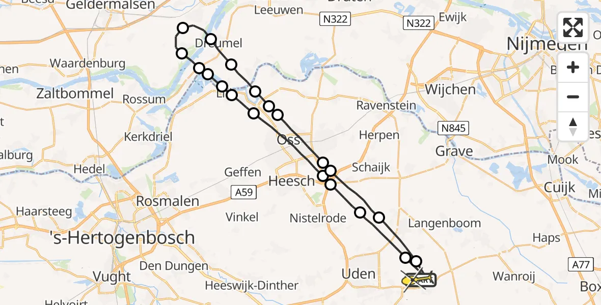 Routekaart van de vlucht: Lifeliner 3 naar Vliegbasis Volkel