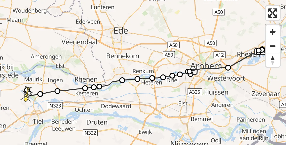 Routekaart van de vlucht: Politieheli naar Zoelen