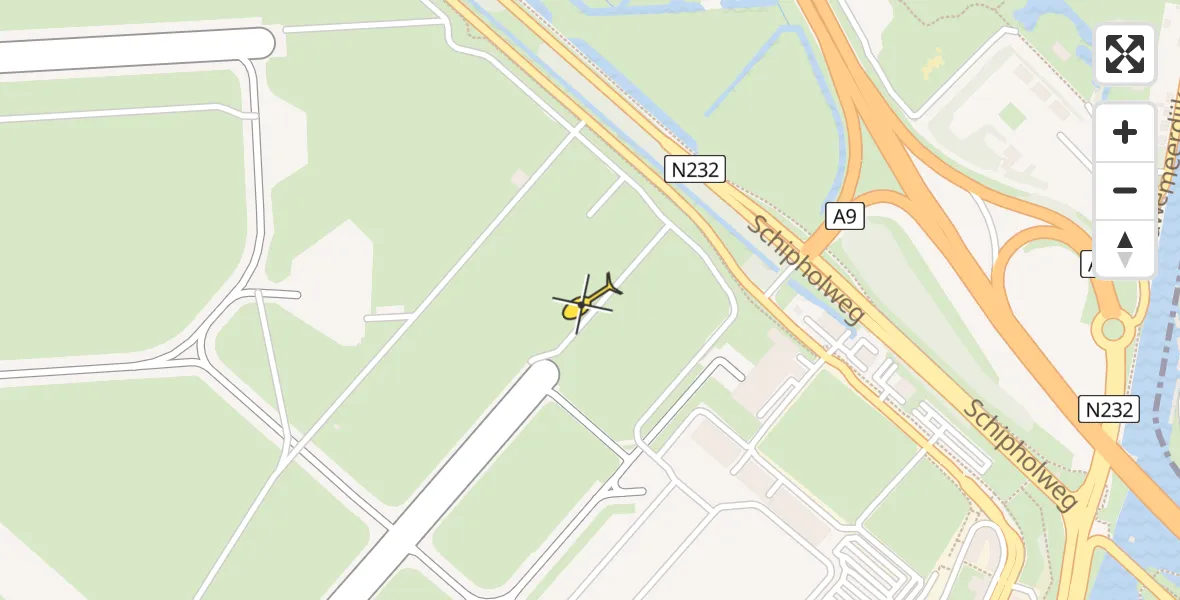 Vluchtroute Politiehelikopter van Schiphol naar Schiphol