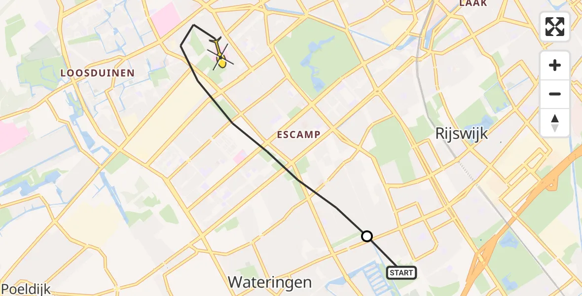 Routekaart van de vlucht: Lifeliner 2 naar Den Haag