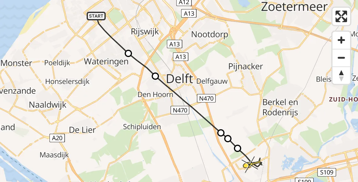 Routekaart van de vlucht: Lifeliner 2 naar Rotterdam The Hague Airport