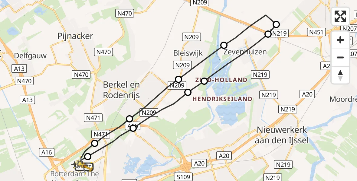 Vluchtroute Traumahelikopter Rotterdam The Hague Airport - Rotterdam The Hague Airport, 18 juli 2023, 13:22