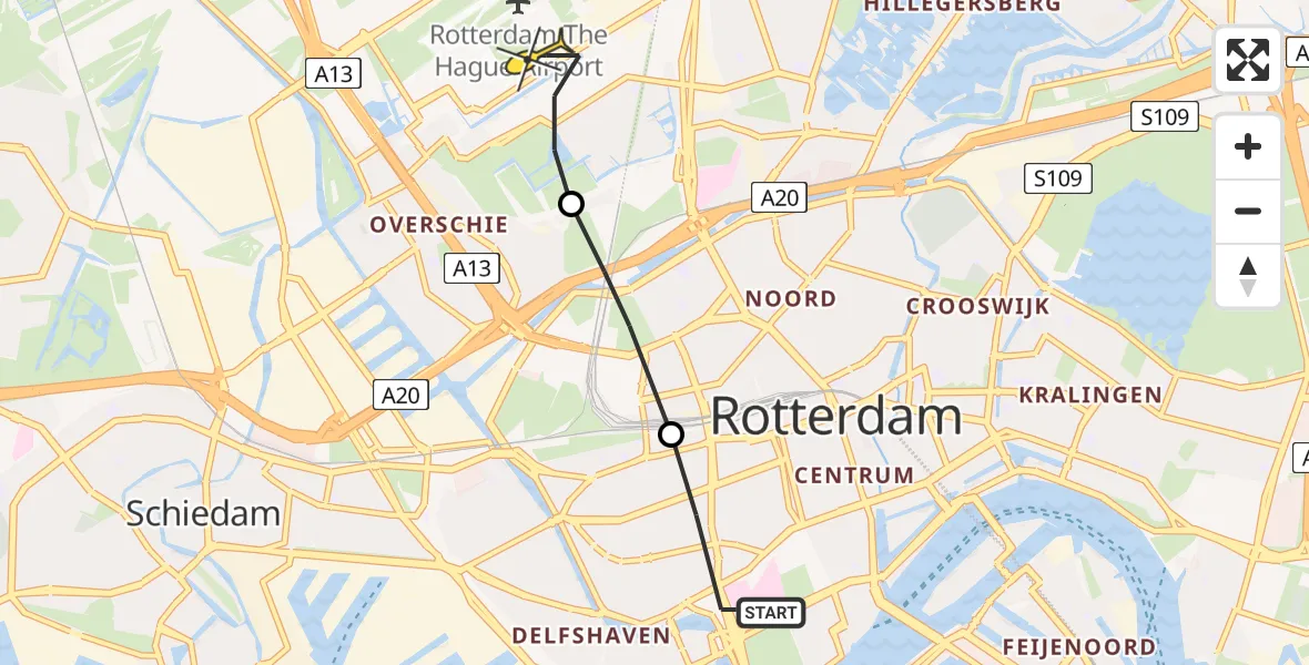 Routekaart van de vlucht: Lifeliner 2 naar Rotterdam The Hague Airport