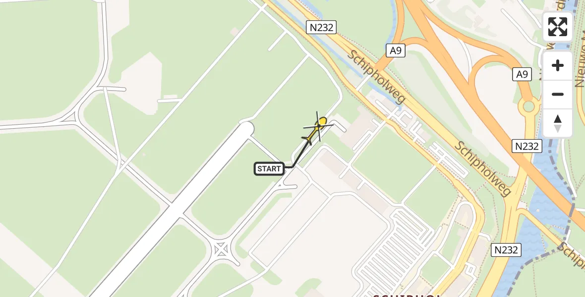 Vluchtroute Politiehelikopter van Schiphol naar Schiphol