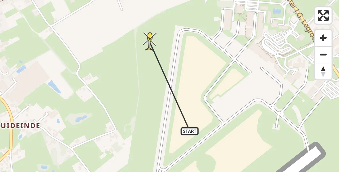 Routekaart van de vlucht: Traumahelikopter naar Groningen Airport Eelde