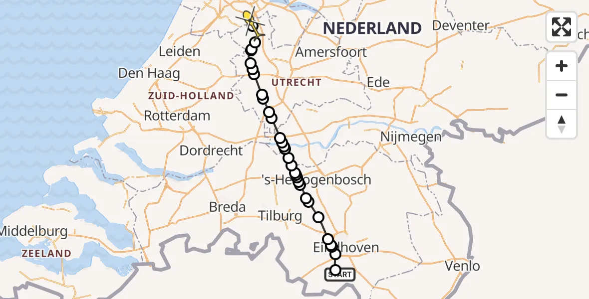 Routekaart van de vlucht: Politiehelikopter naar Abcoude