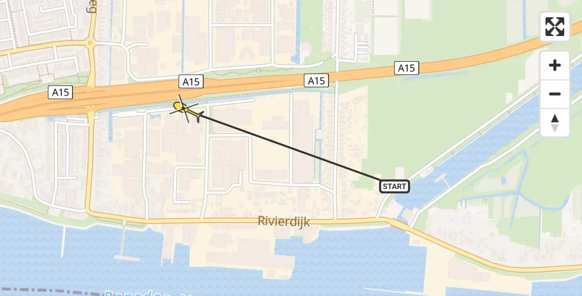 Routekaart van de vlucht: Traumaheli naar Hardinxveld-Giessendam