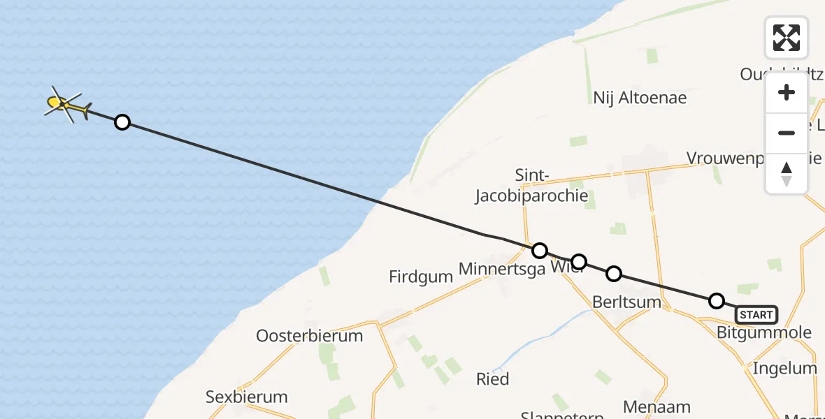 Routekaart van de vlucht: Ambulancehelikopter naar Formerum