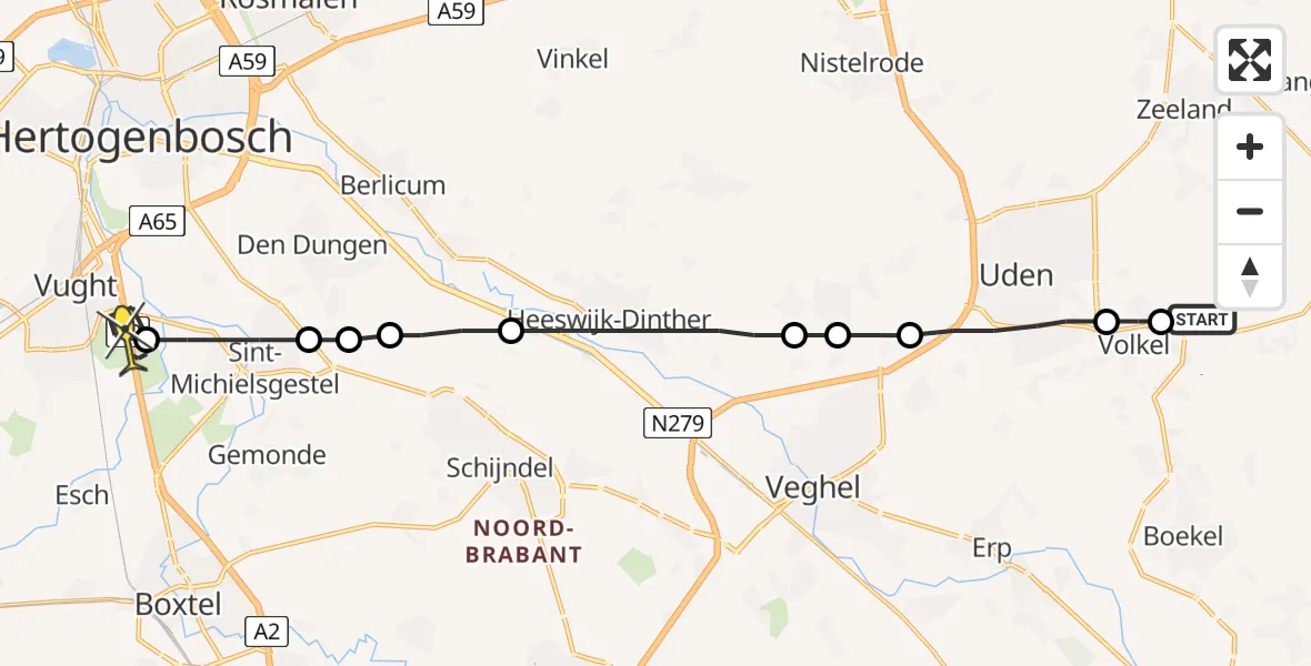 Routekaart van de vlucht: Lifeliner 3 naar Vught