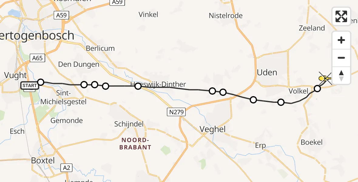 Routekaart van de vlucht: Lifeliner 3 naar Vliegbasis Volkel