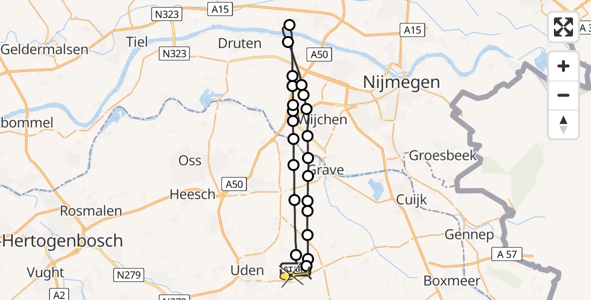 Routekaart van de vlucht: Lifeliner 3 naar Vliegbasis Volkel