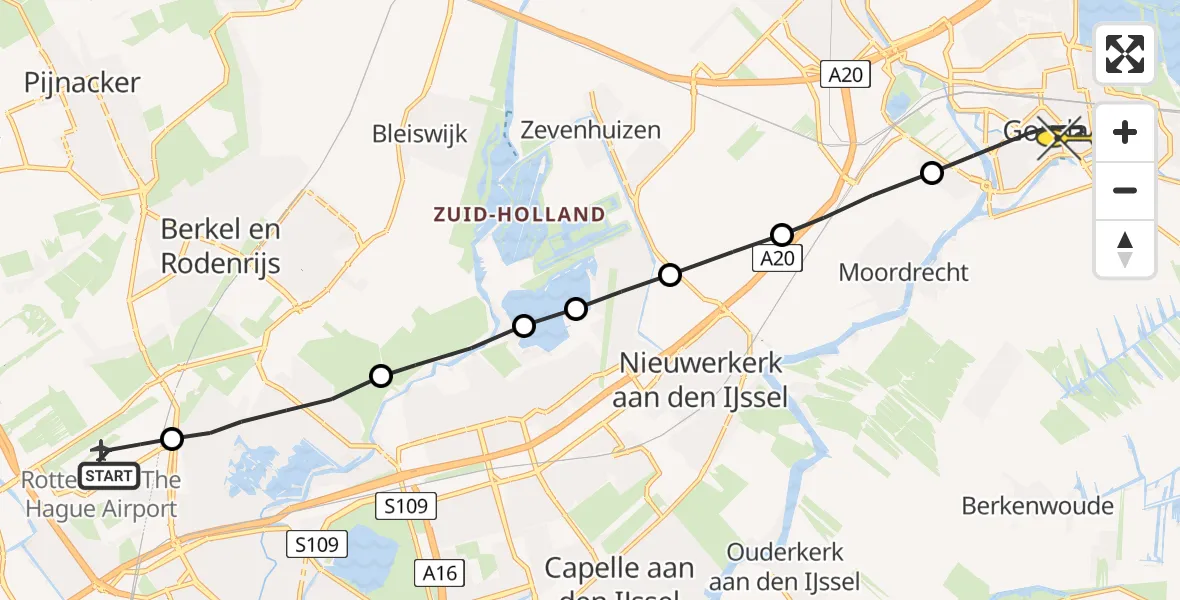 Routekaart van de vlucht: Lifeliner 2 naar Gouda