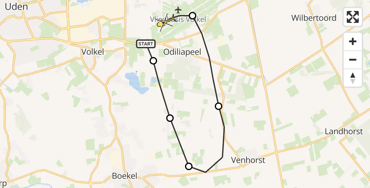 Routekaart van de vlucht: Lifeliner 3 naar Vliegbasis Volkel