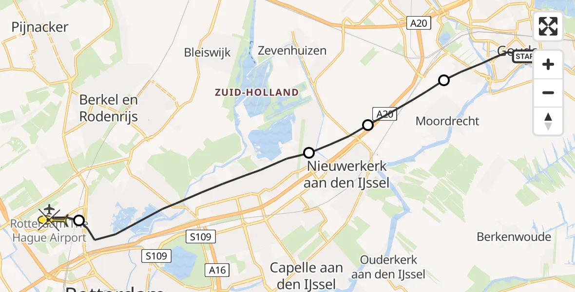 Routekaart van de vlucht: Lifeliner 2 naar Rotterdam The Hague Airport