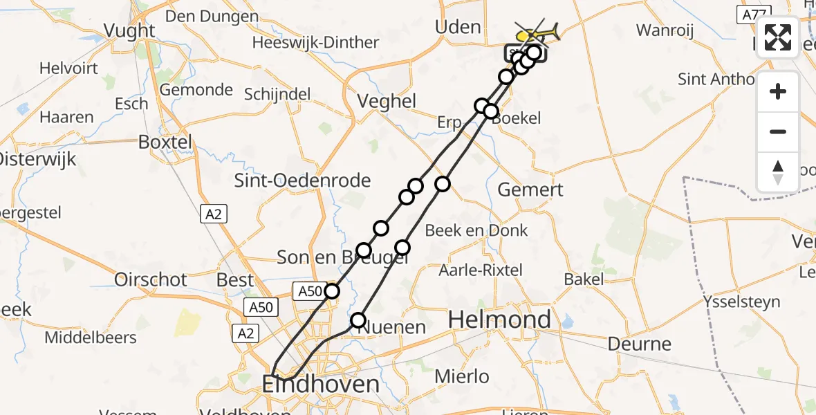 Routekaart van de vlucht: Lifeliner 3 naar Vliegbasis Volkel