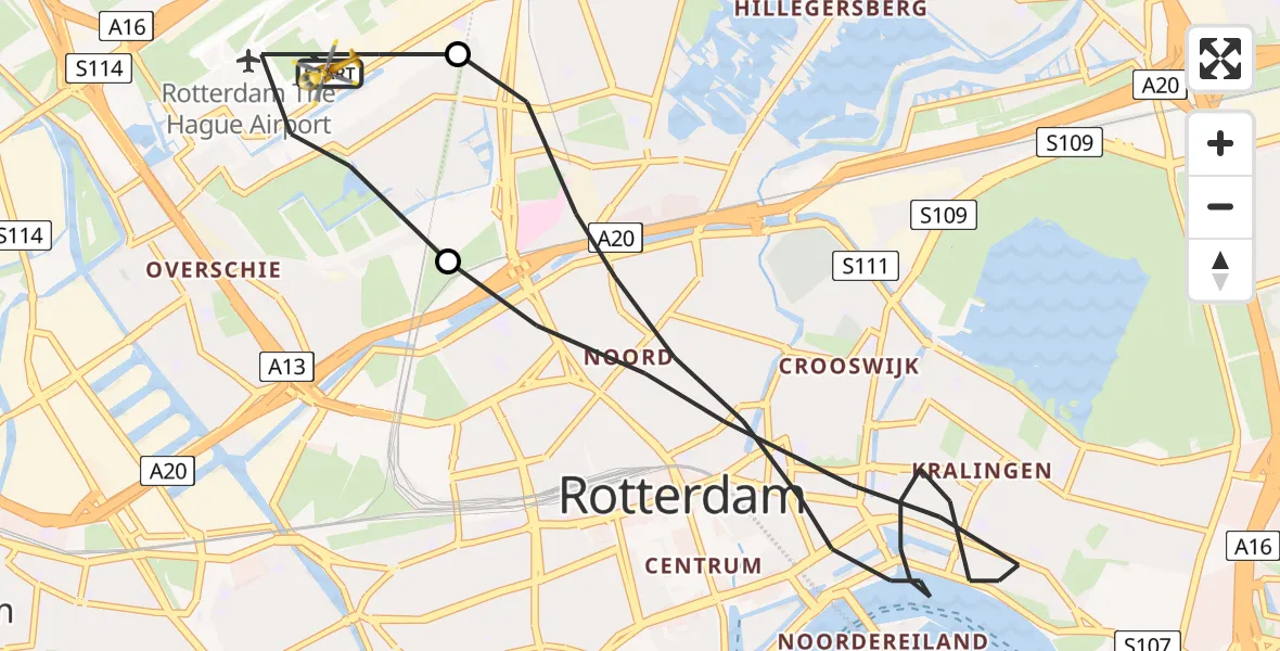 Vluchtroute Traumahelikopter Rotterdam The Hague Airport - Rotterdam The Hague Airport, 19 juli 2023, 11:00