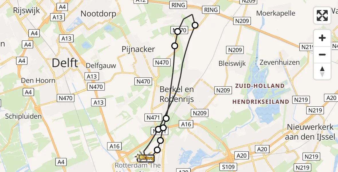 Vluchtroute Traumahelikopter Rotterdam The Hague Airport - Rotterdam The Hague Airport, 19 juli 2023, 11:31