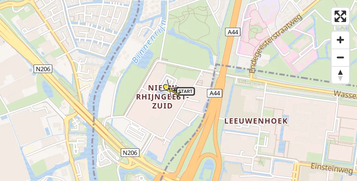 Routekaart van de vlucht: Traumahelikopter naar Oegstgeest