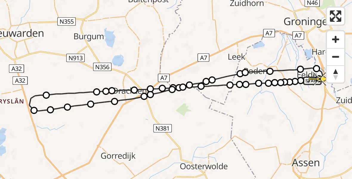 Routekaart van de vlucht: Lifeliner 4 naar Groningen Airport Eelde