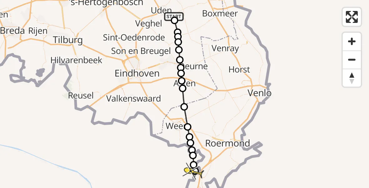 Routekaart van de vlucht: Lifeliner 3 naar Roosteren