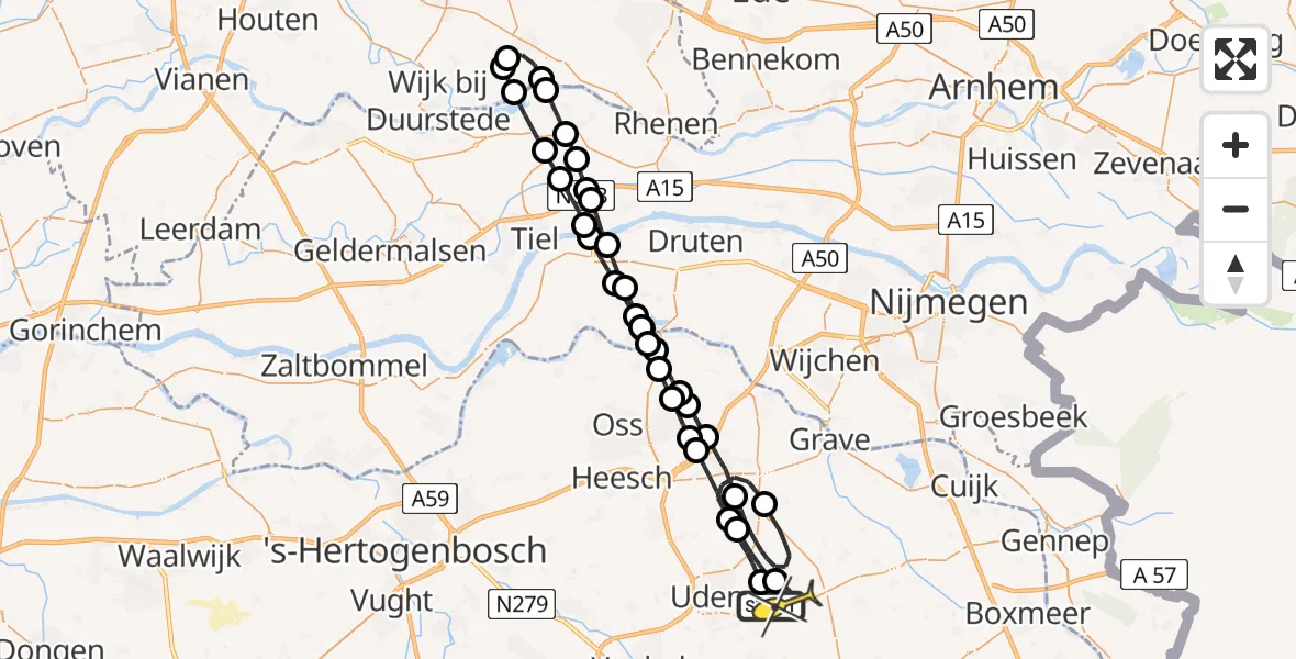 Routekaart van de vlucht: Lifeliner 3 naar Vliegbasis Volkel