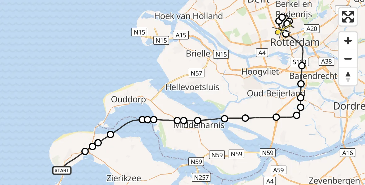 Routekaart van de vlucht: Lifeliner 2 naar Rotterdam The Hague Airport