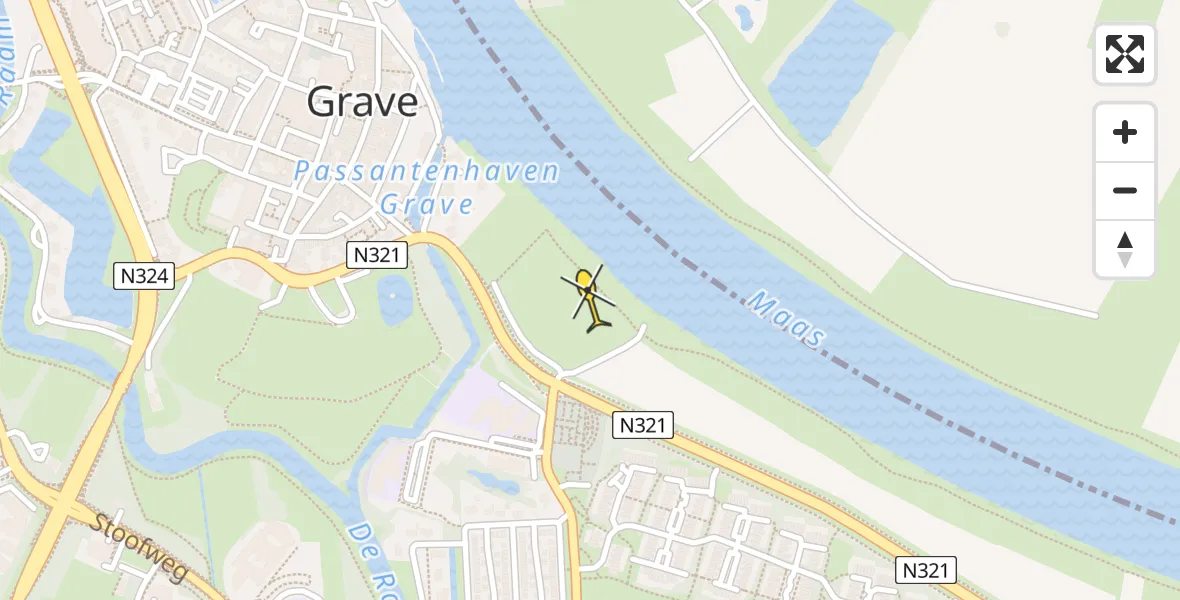 Routekaart van de vlucht: Traumahelikopter naar Grave