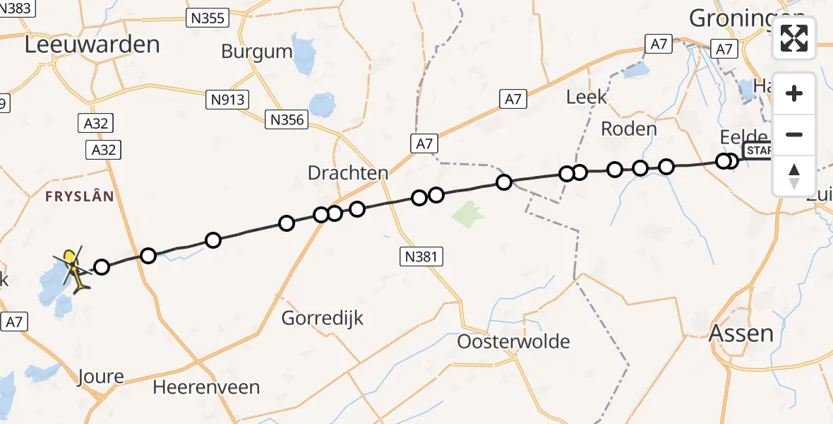 Routekaart van de vlucht: Lifeliner 4 naar Terherne