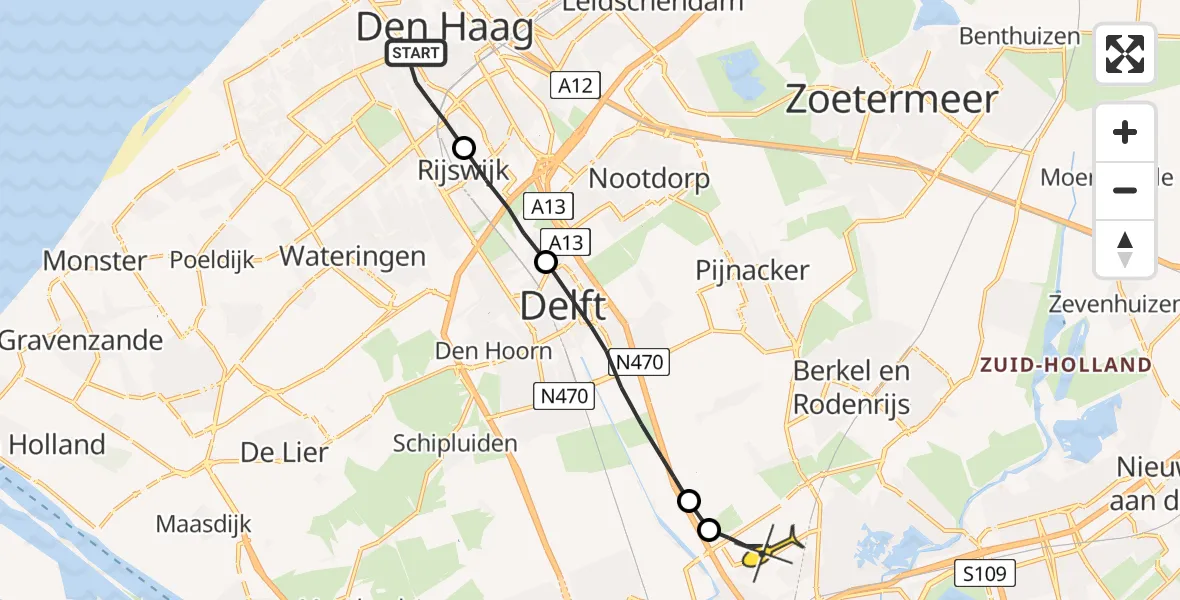 Routekaart van de vlucht: Lifeliner 2 naar Rotterdam The Hague Airport