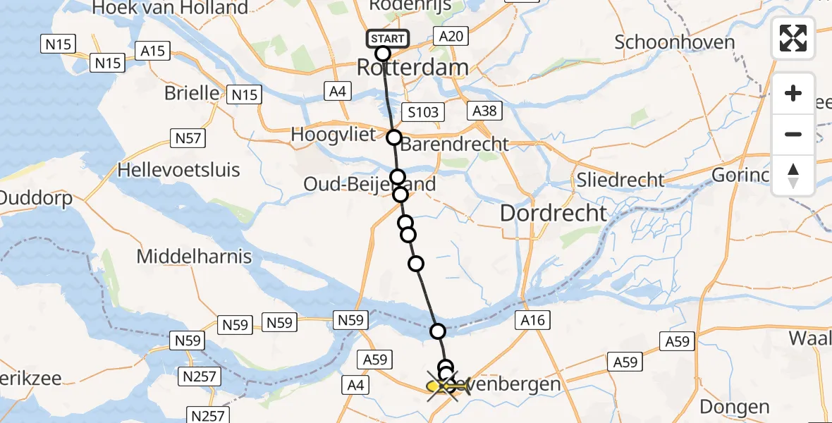 Routekaart van de vlucht: Lifeliner 2 naar Noordhoek