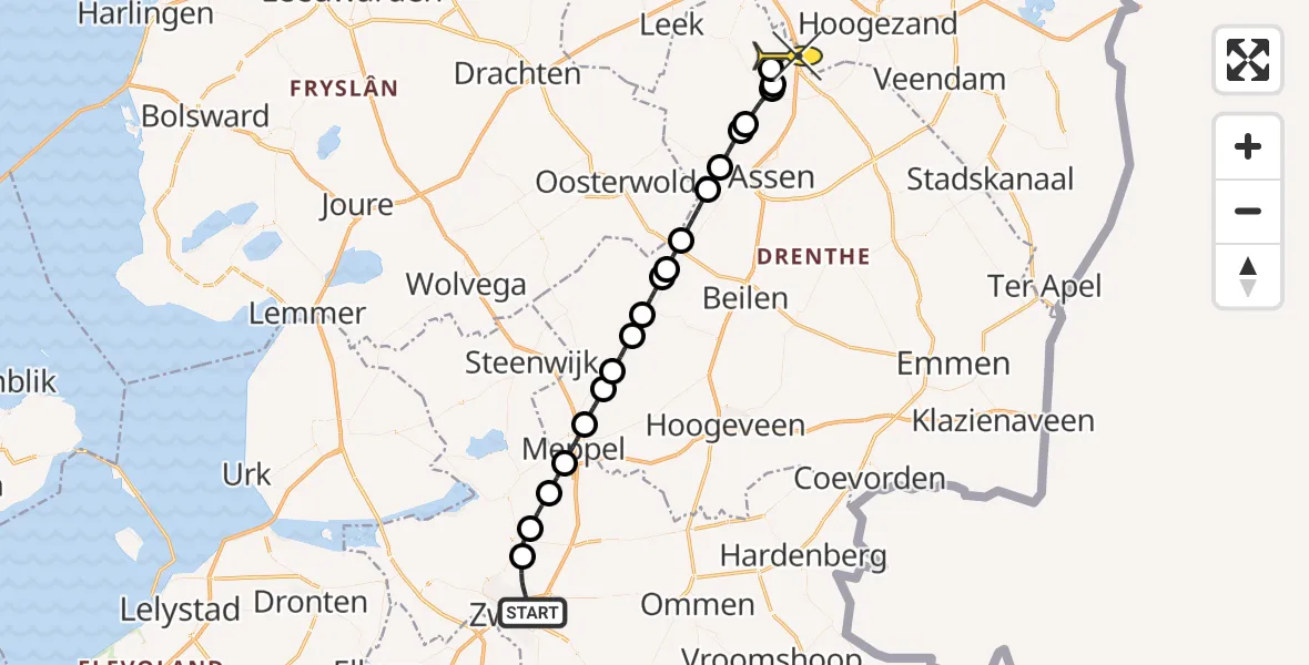 Routekaart van de vlucht: Lifeliner 4 naar Groningen Airport Eelde