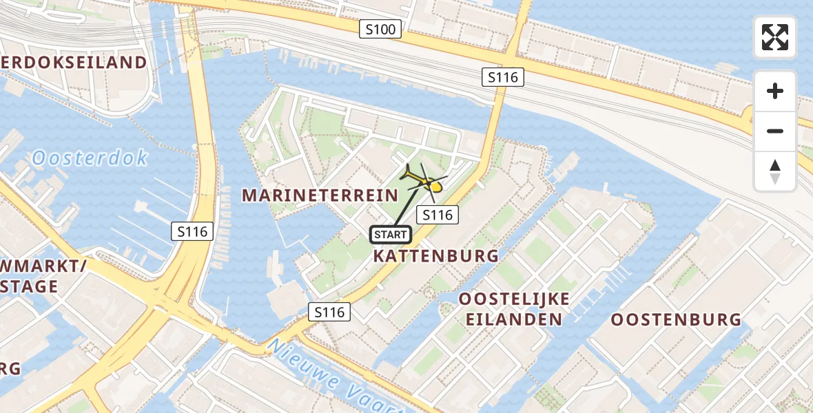 Vluchtroute Politiehelikopter van Amsterdam naar Amsterdam