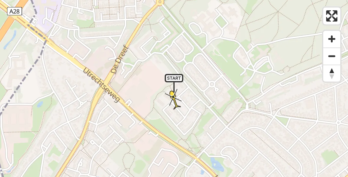 Routekaart van de vlucht: Traumahelikopter naar Zeist